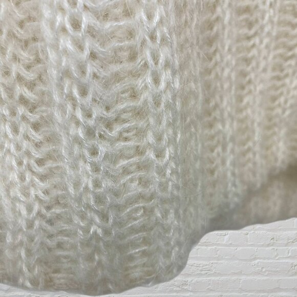 ๐งธ Express Tricot M Vintage Mohair Cardigan Cream Fuzzy 80s 90s Chunky Knit - Picture 13 of 14